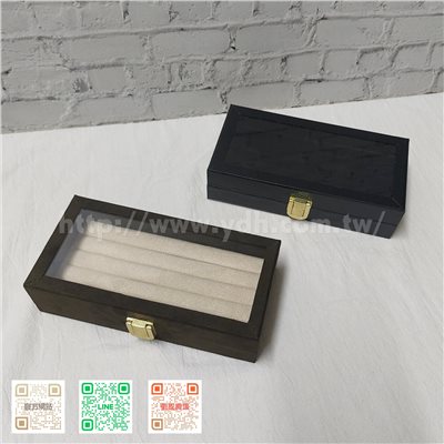 9x18公分玻璃蓋戒指收納盒(紋路紙皮/黑鈦絲/麂皮)
