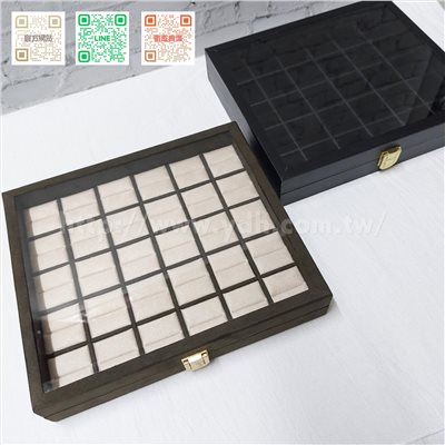 21x24公分30格玻璃蓋戒指收納盒(紋路/麂皮)